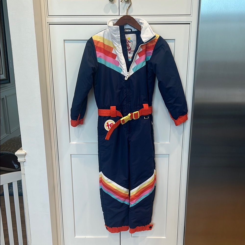 Tipsy Elves Blue and Red Ski Suit with Vibrant Accents